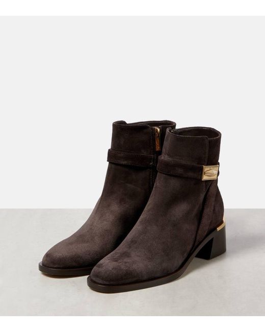 Jimmy Choo Brown Ankle Boots Diantha 45 Aus Veloursleder