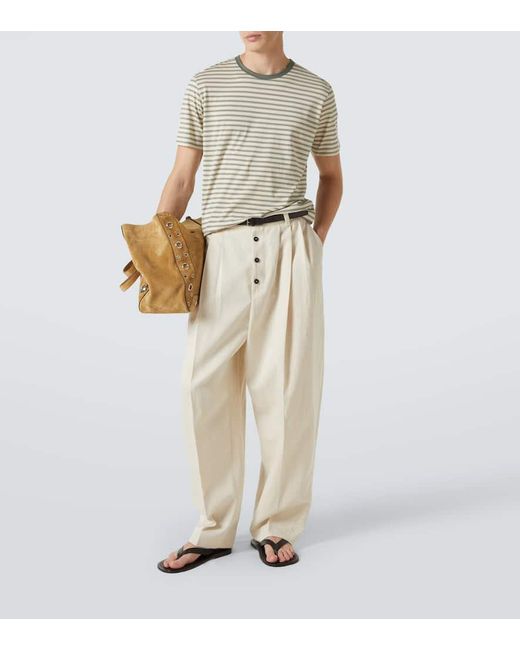 Sunspel White Striped Cotton Jersey T-Shirt for men