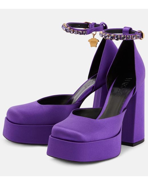 Versace Purple Aevitas Silk Platform Pump
