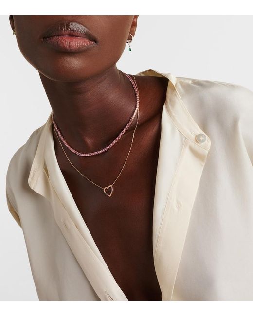 Roxanne First Metallic 14Kt Rose Tennis Necklace With Sapphires