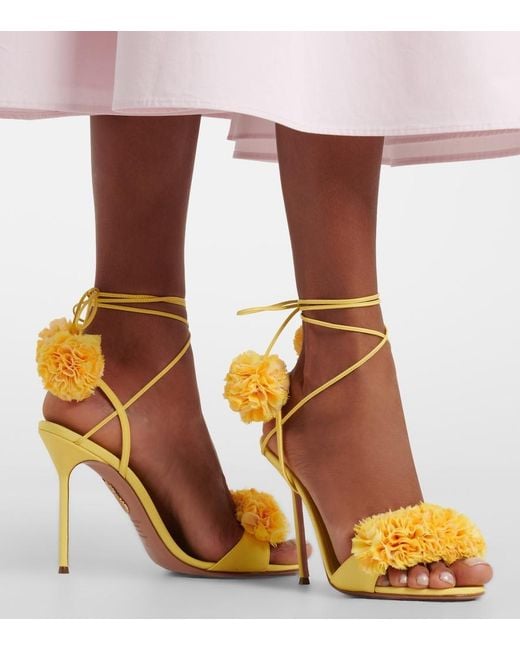 Aquazzura Metallic Cherry Kiss Applique Sandals