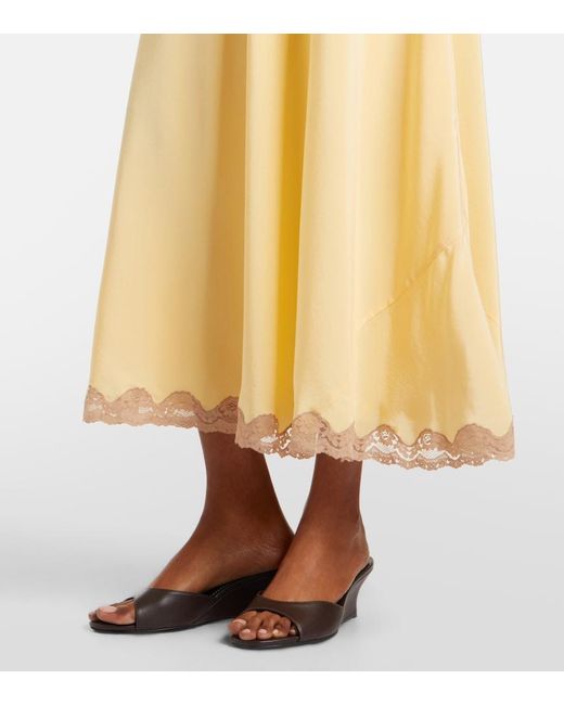 Rixo Metallic Marlice Lace-Trimmed Silk Maxi Dress
