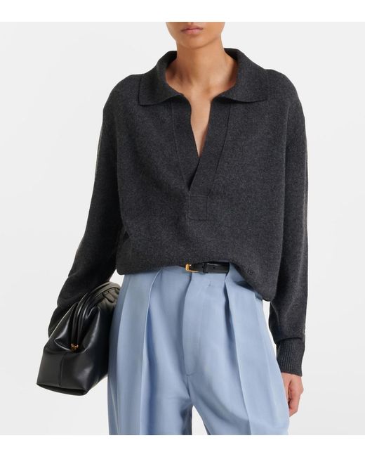 Victoria Beckham Black Genevieve Wool And Cashmere Polo Sweater