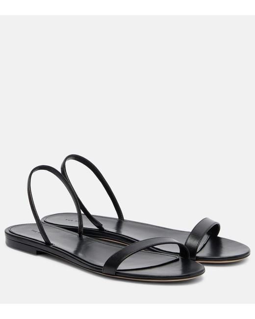 The Row Black Ella Leather Sandals