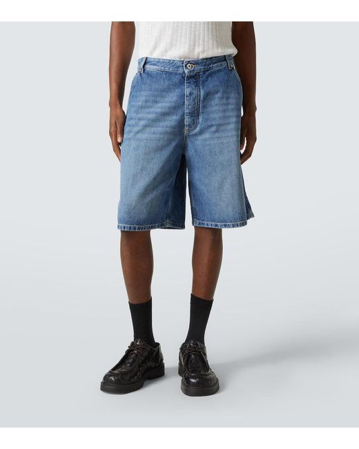 Bottega Veneta Blue High-Rise Denim Bermuda Shorts for men