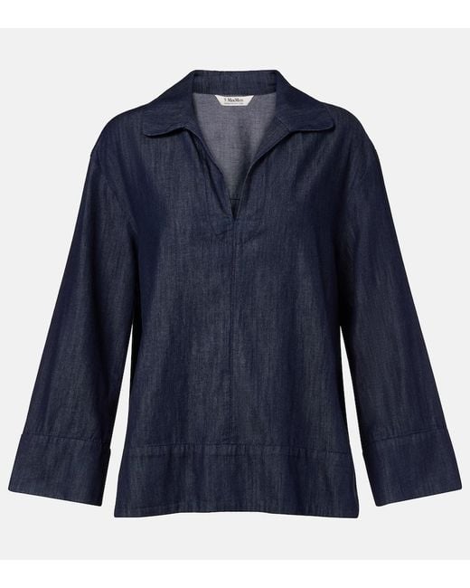 Max Mara Blue Caterina Cotton Top