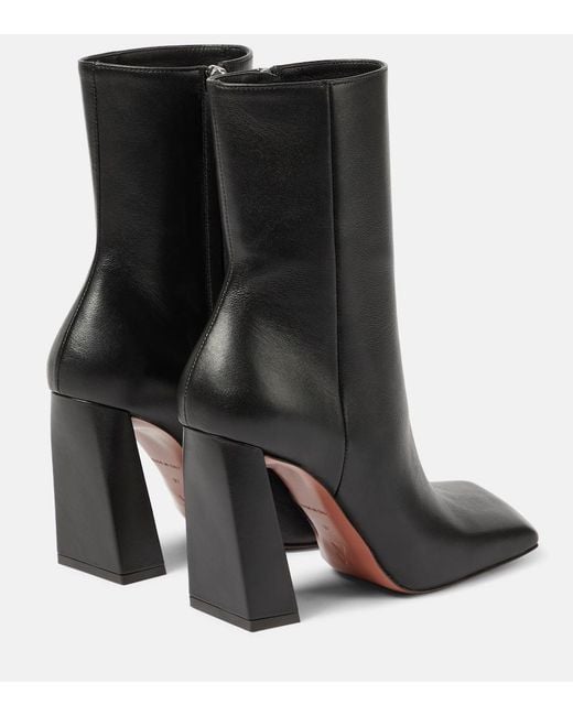 AMINA MUADDI Black Leather Heel Ankle Boots