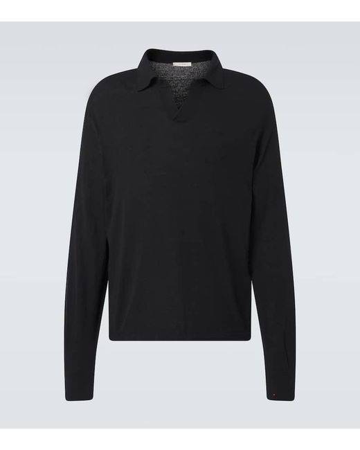The Row Black Stafford Silk Polo Shirt for men