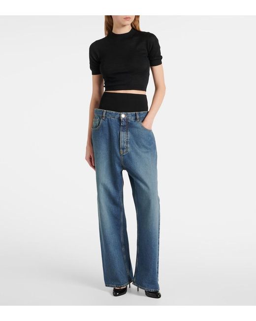 Alaïa Black Cropped Cashmere Top