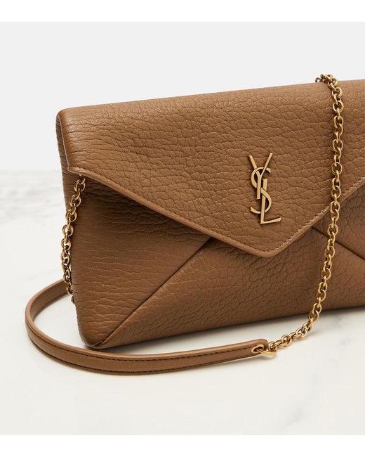 Saint Laurent Brown Cassandre Leather Clutch