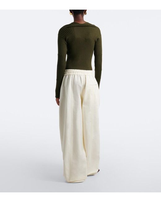 Bottega Veneta White Cotton Toile Wide-Leg Pants