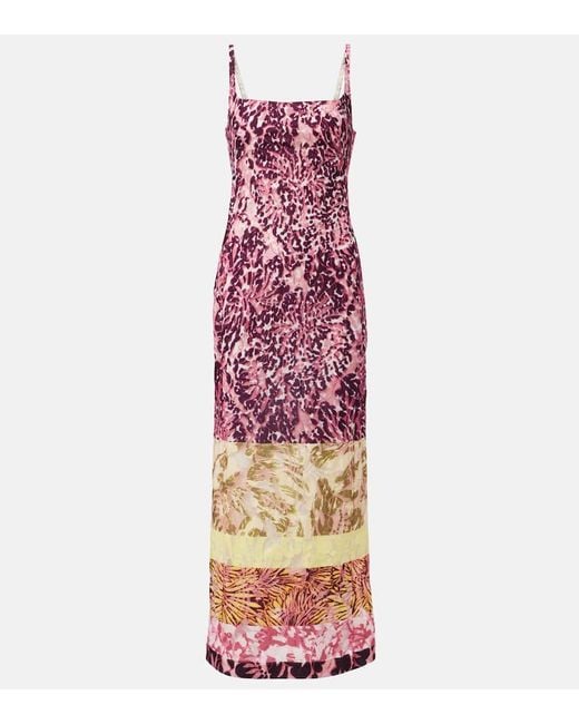 Dries Van Noten Pink Printed Patchwork Maxi Dress