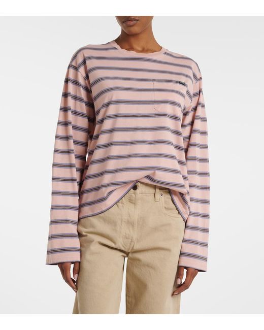 Prada Pink Striped Cotton Jersey Top
