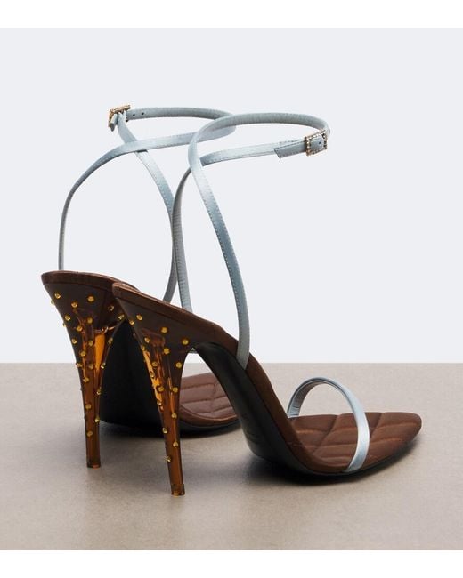 Saint Laurent White Ivresse Embellished Quilted Satin Sandals