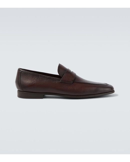 Magnanni Shoes Brown Diezma Ii Leather Penny Loafers for men