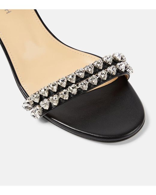 Mach & Mach Metallic Audrey 55 Crystal-Embellished Leather Sandals