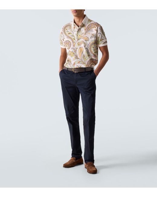 Etro White Paisley Cotton Pique Polo Shirt for men