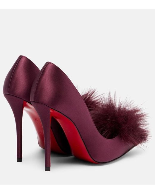 Christian Louboutin Red Alana 100 Embellished Crepe Satin Pumps