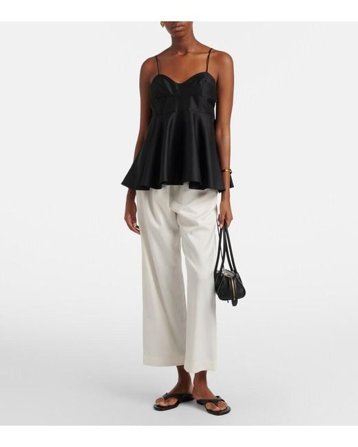 Rohe White Wool-Blend Cropped Wide-Leg Pants