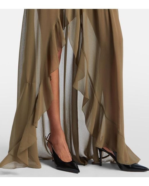 JACQUES WEI Natural Asymmetric Draped Maxi Skirt