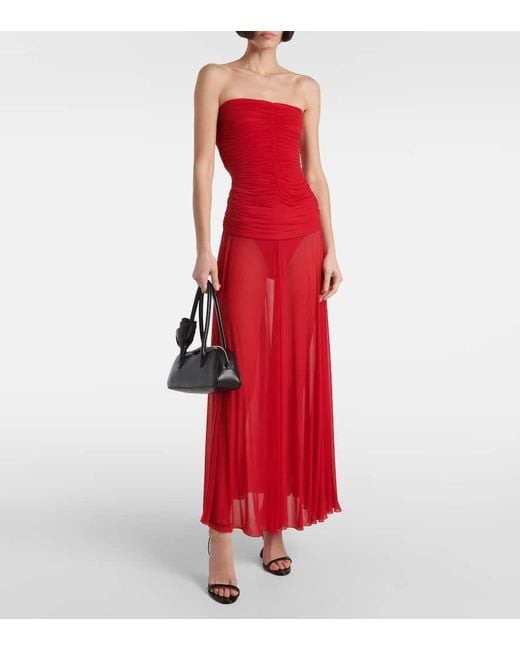 Magda Butrym Red Ruched Cocktail Dress
