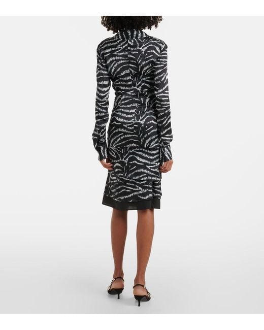 The Attico Black Zebra-Print Satin Shirt