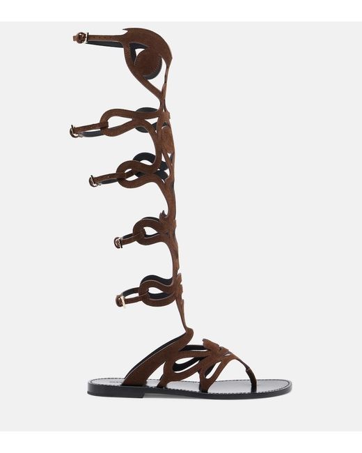 Emilio Pucci White Suede Gladiator Sandals