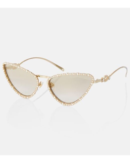 Gucci Natural Verzierte Cat-Eye-Sonnenbrille Interlocking G