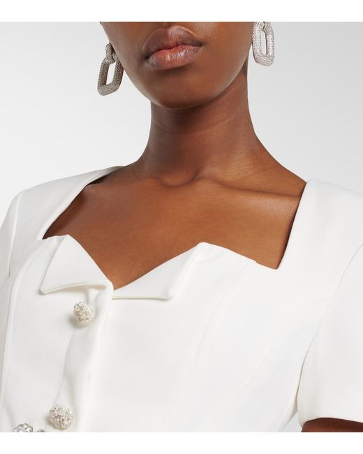 Self-Portrait White Belted Plisse Crepe Maxi Dress