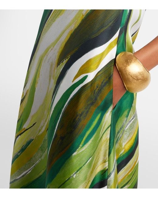 Christopher Esber Green Strapless Printed Silk Gown