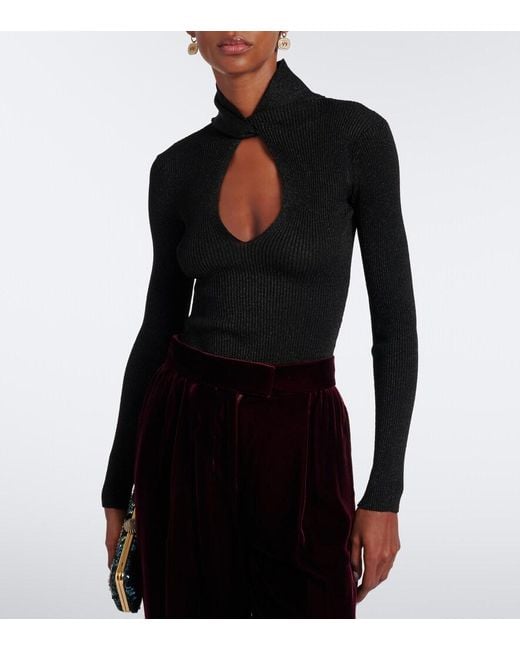 Valentino Black Cut-Out Lame Sweater
