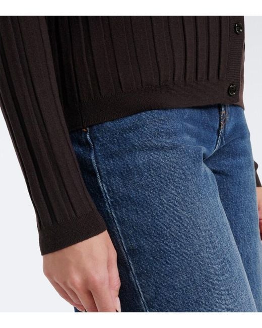 Jardin Des Orangers Black Ribbed-Knit Virgin Wool Cardigan