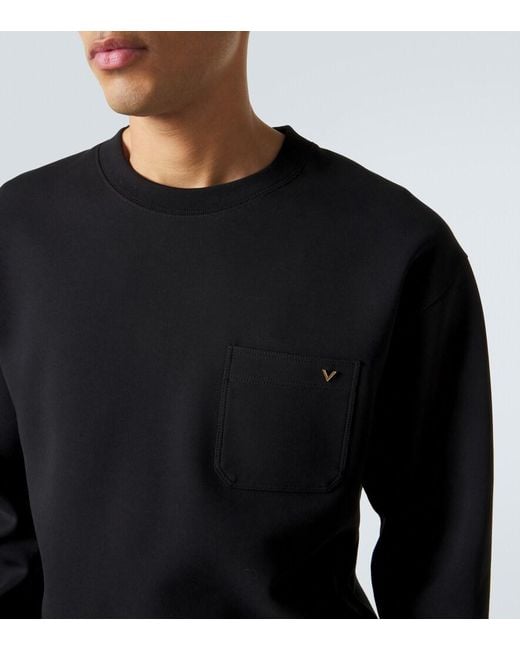 Valentino Black Vgold Cotton-Blend Jersey Sweatshirt for men