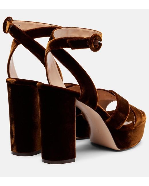 Gianvito Rossi Brown Sabrina 105 Velvet Platform Sandals