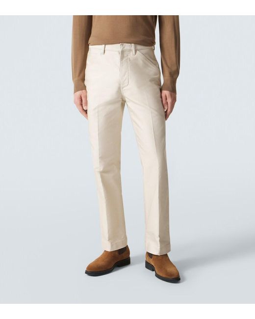 Tom Ford Natural Cotton Satin Straight Pants for men