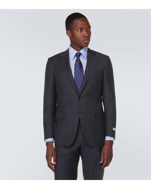 Canali Blue Single-breasted Wool Suit for men