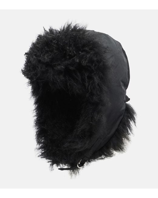 Yves Salomon Black Shearling-Trimmed Down Hat