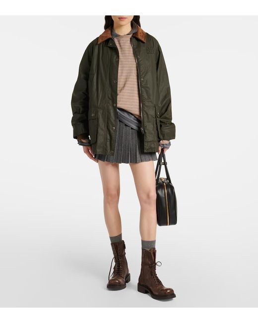 Miu Miu Green Jacke Aus Popeline Mit Cord