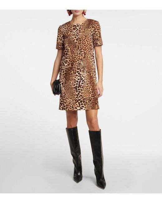 Carolina Herrera Metallic Leopard-print Cotton-blend Minidress