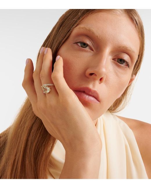 Mateo White Slanted 14Kt Ring With Amethyst And Diamonds