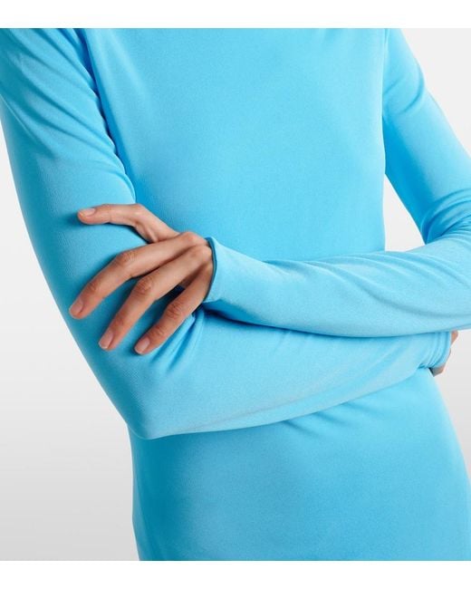Tom Ford Blue Open-Back Crepe Jersey Gown