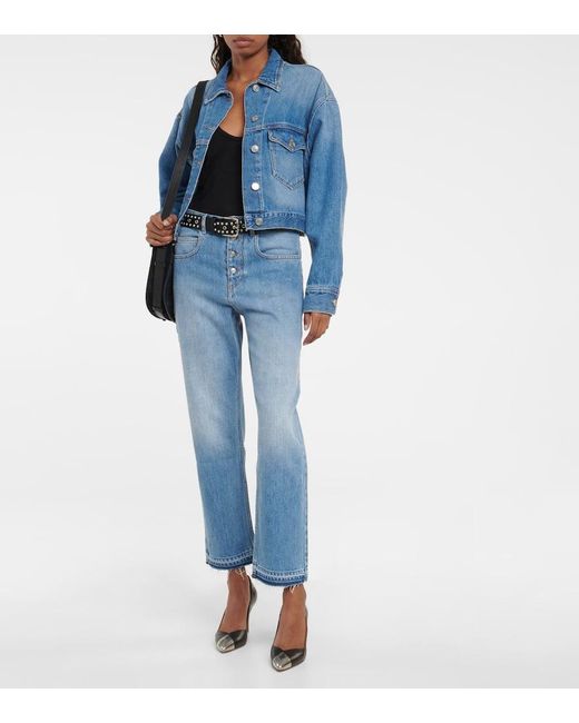 Pantalones Ajustados Belden De Tiro Alto Isabel Marant de color Blue