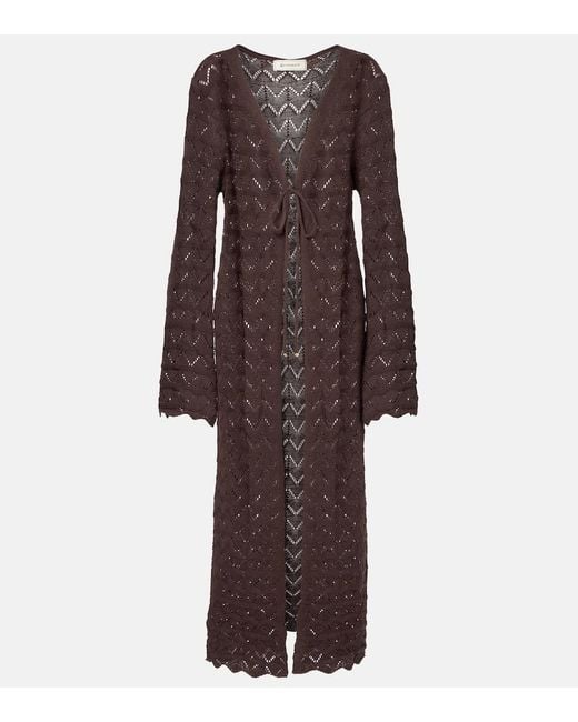 Bananhot Brown Boha Pointelle Cotton-Blend Beach Cover-Up