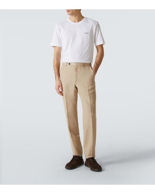 Zegna White Logo Cotton Jersey T-Shirt for men