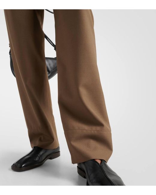 Lemaire Brown Gerade High-Rise-Hose Aus Einem Wollgemisch