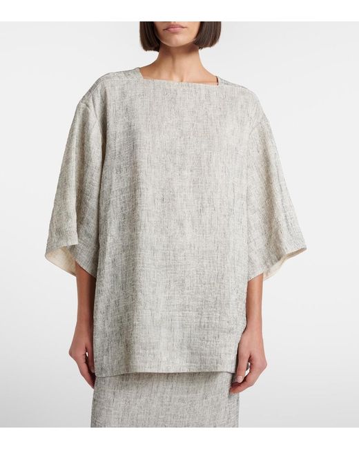The Row Gray Hamza Linen And Silk Top