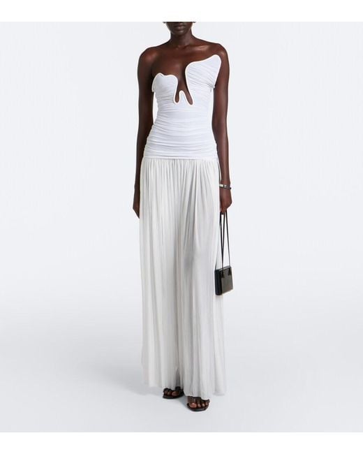 Christopher Esber White Salacia Ruched Bustier Gown