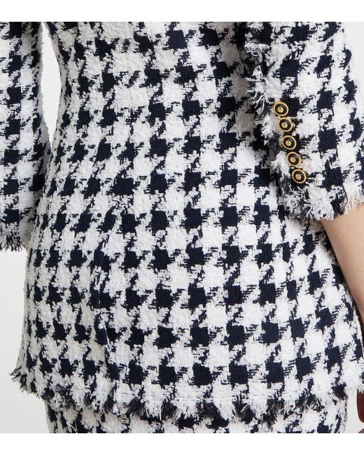 Balmain Blue Houndstooth Tweed Blazer