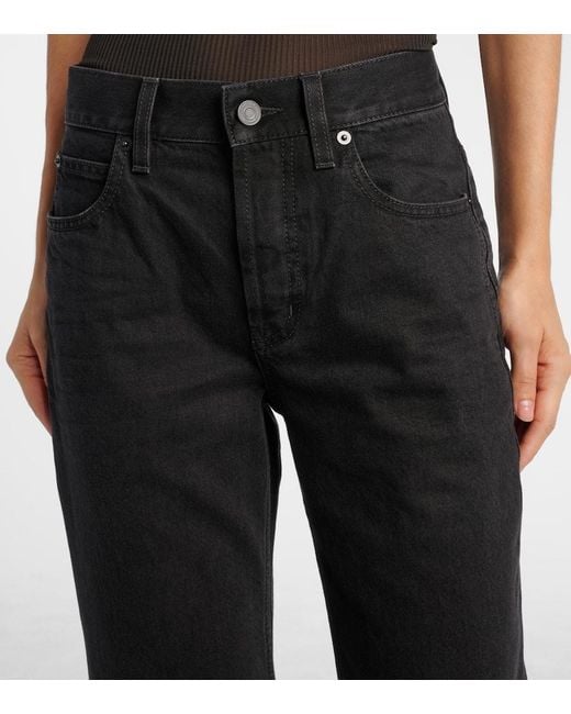 Saint Laurent Black High-Rise Wide-Leg Jeans Nico