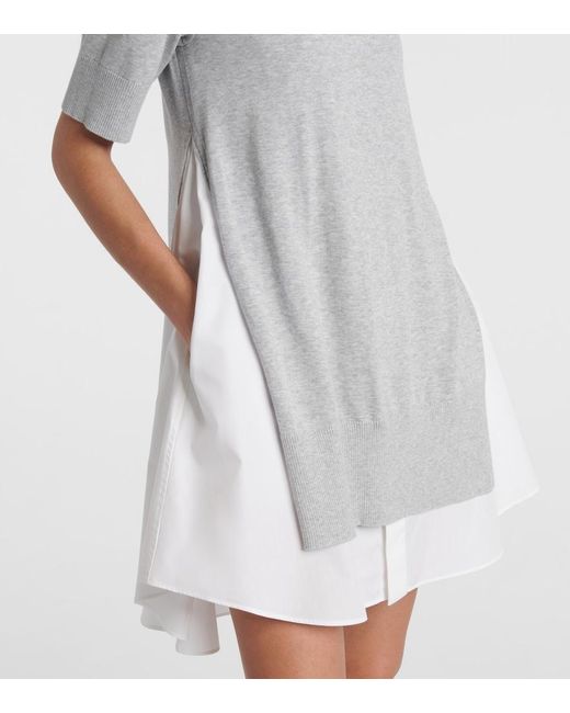 Sacai White Layered Cotton Minidress